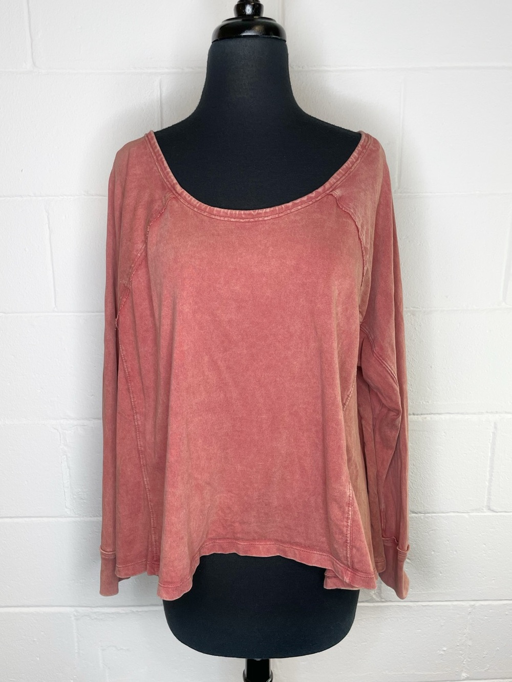 Free People We The Free Oversized Scoop Neck Long Sleeve Top Faded Rust